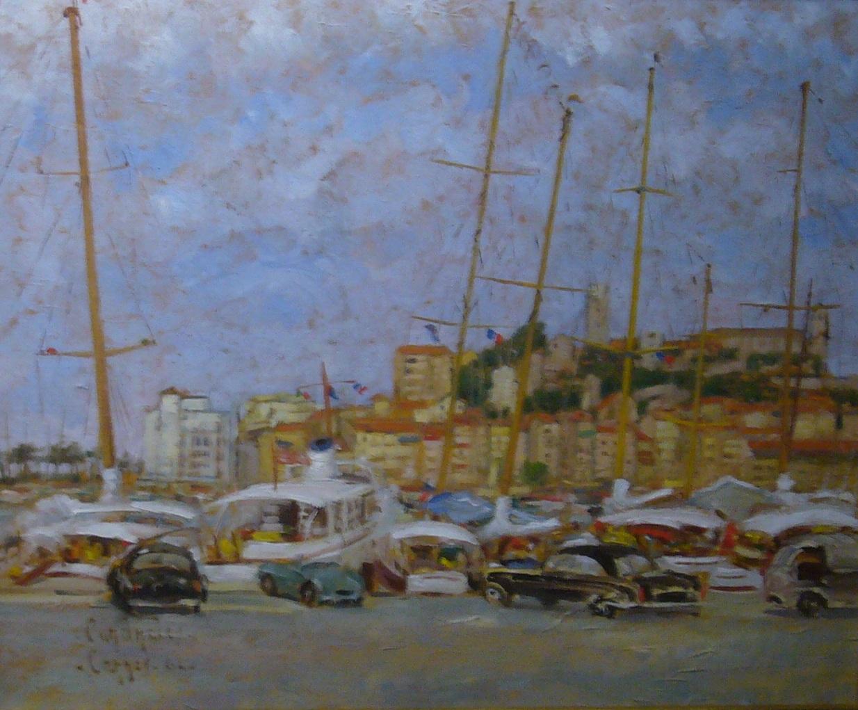 Candhales Figurative Painting - Cannes (South of France) - oil on canvas, 50x61 cm.