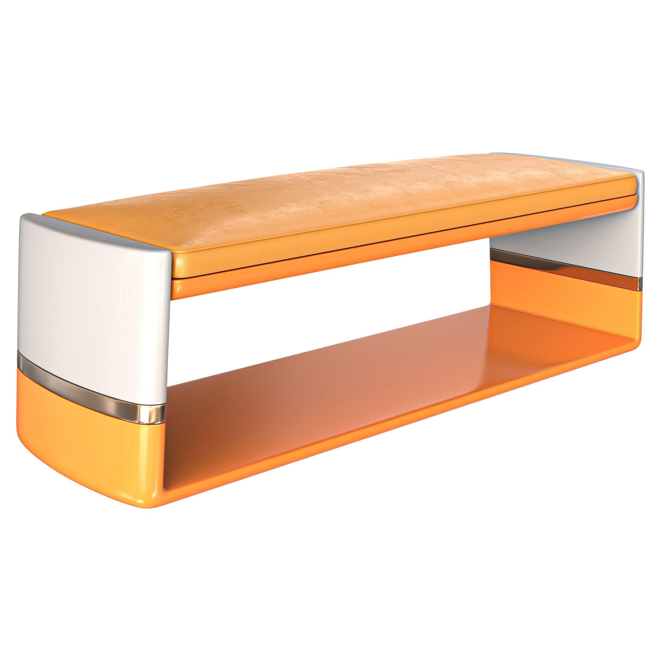 "Candice" Bench, Stainless Steel, Bronze Details, Handmade, Istanbul