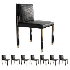 Chaise Candice, ensemble de huit, en acier inoxydable et détails en bronze, Istanbul