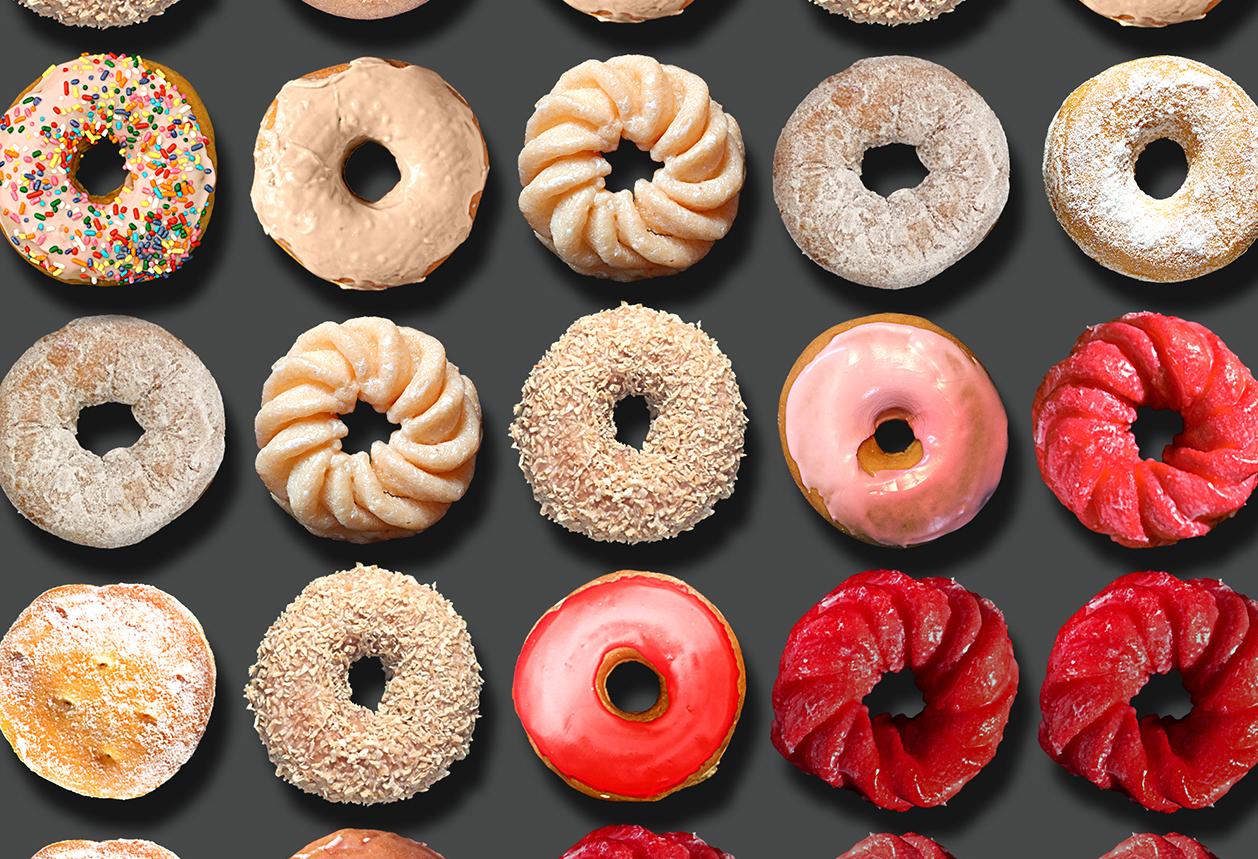 Donut Kiss, The perfect Valentine's Day Photographic Arrangement of Donuts - Beige Portrait Photograph by Candice CMC