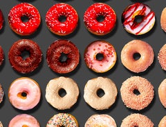 "Los caballeros prefieren los donuts" Arreglo fotográfico Pop Art de donuts, papel Trapo