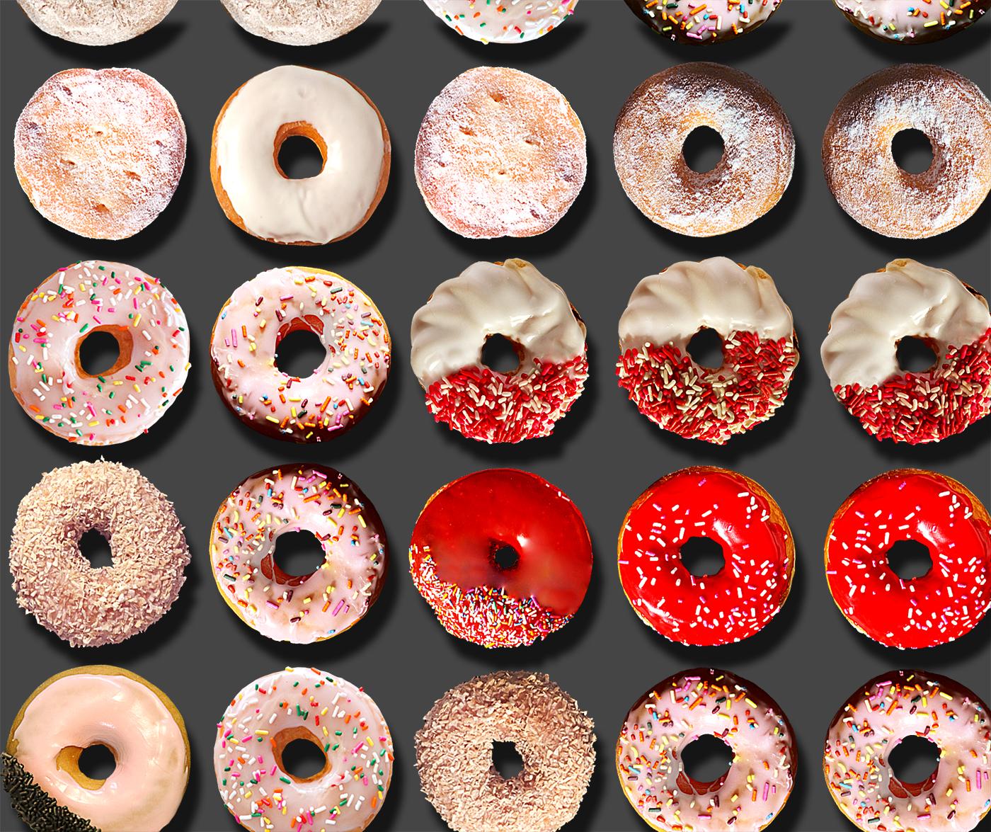 „Große Cruella Donuts“  Fotografische Anordnung von Austern auf Hadernpapier 60x48