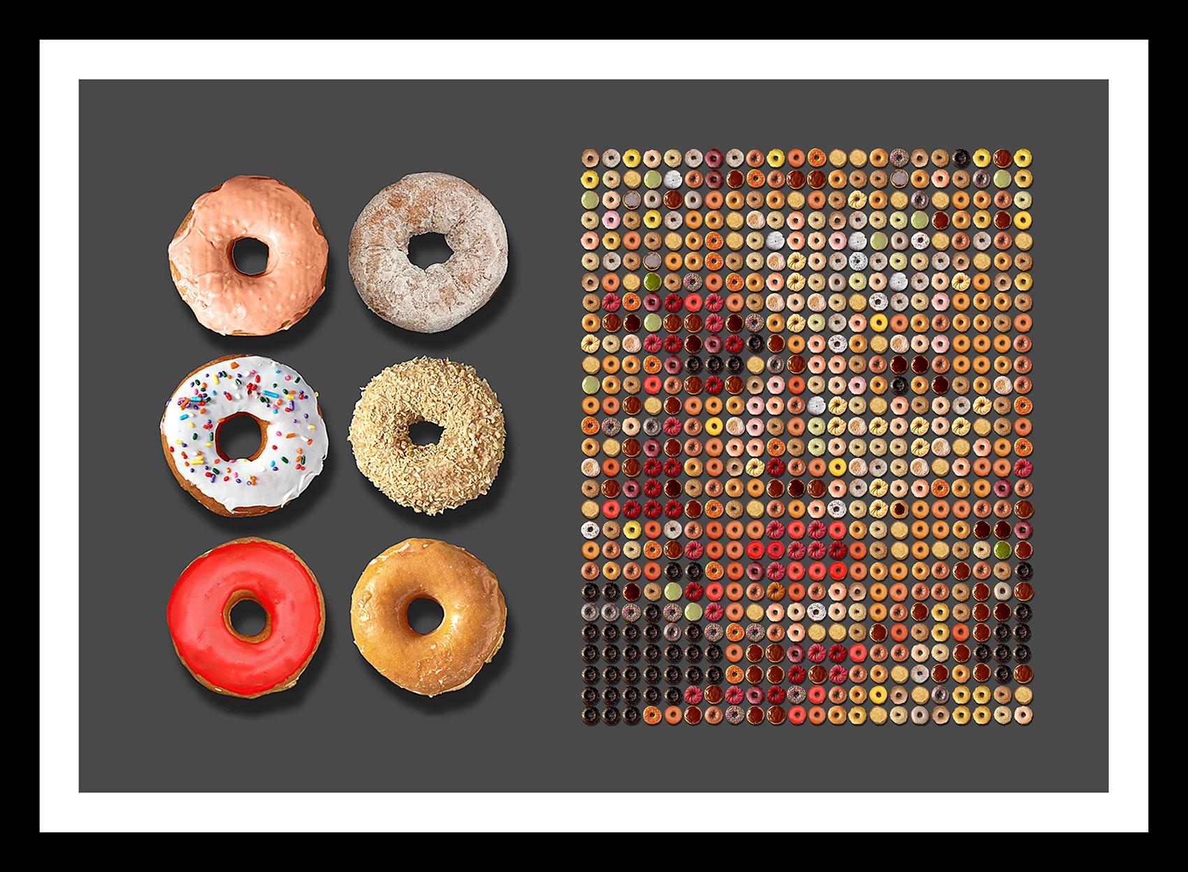 Candice CMC Color Photograph - "Marilyn with Half Dozen Donuts" Pop Photographic portrait arrangement of donuts