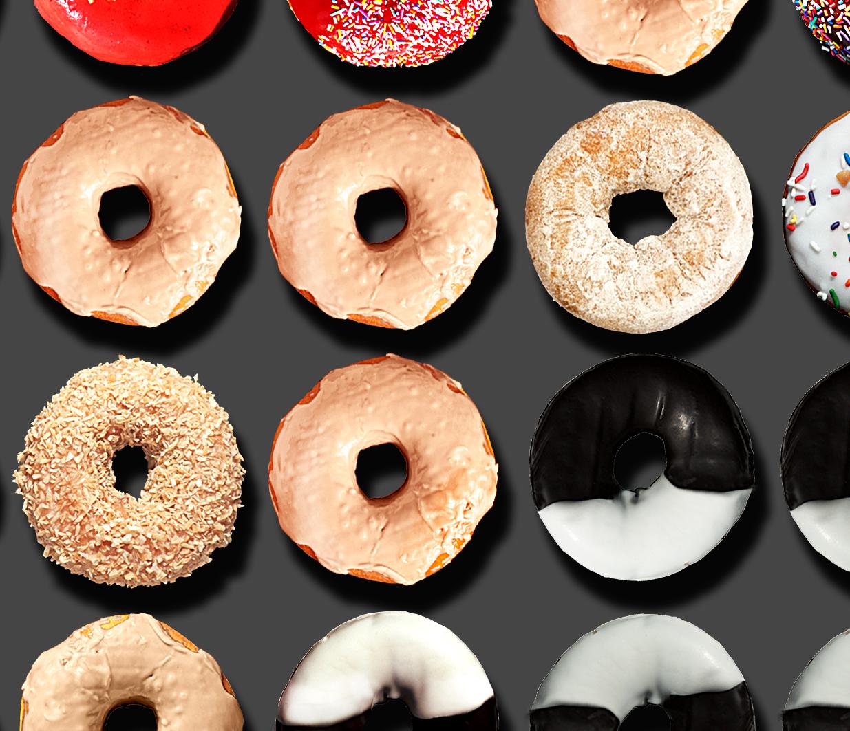 Die Galerie hat gerade dieses neu fertiggestellte Kunstwerk von Candice CMC erhalten. 
Sie haben in den sozialen Medien weltweit von den außergewöhnlichen Donut-Porträts von Candice CMC gelesen, und wir sind begeistert und stolz, ihre Arbeit zu