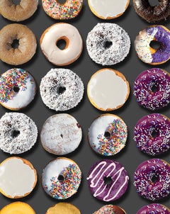 "Les beignets Wonka  46x38" Arrangement photographique de donuts sur papier chiffon