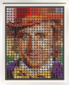 "Wonka-Donuts"  46x38" Fotoarrangement aus Nussbaumholz auf Lappenpapier