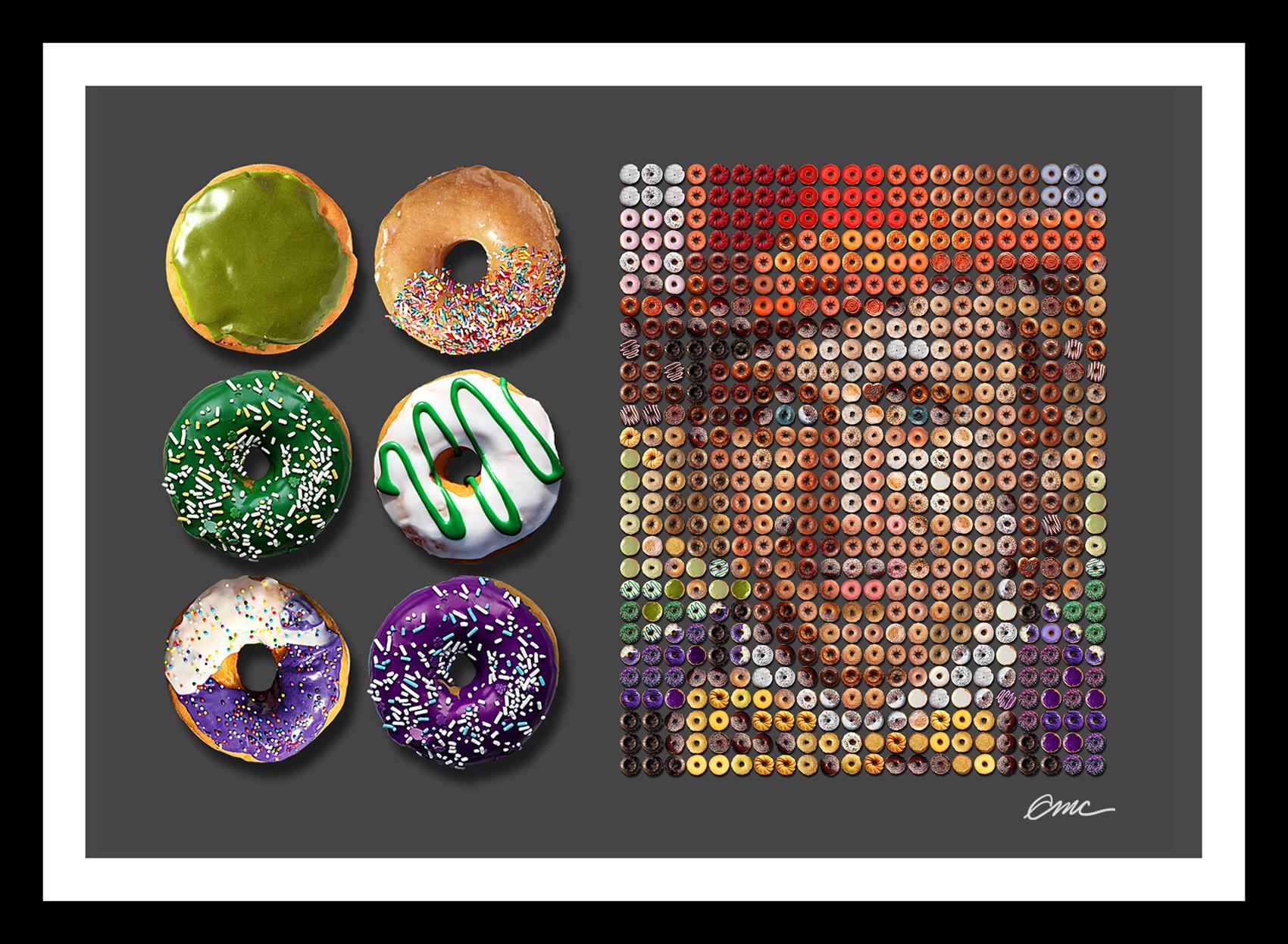 Candice CMC Portrait Photograph - "Wonka Donuts with Half Dozen" Photographic arrangement portrait with donuts