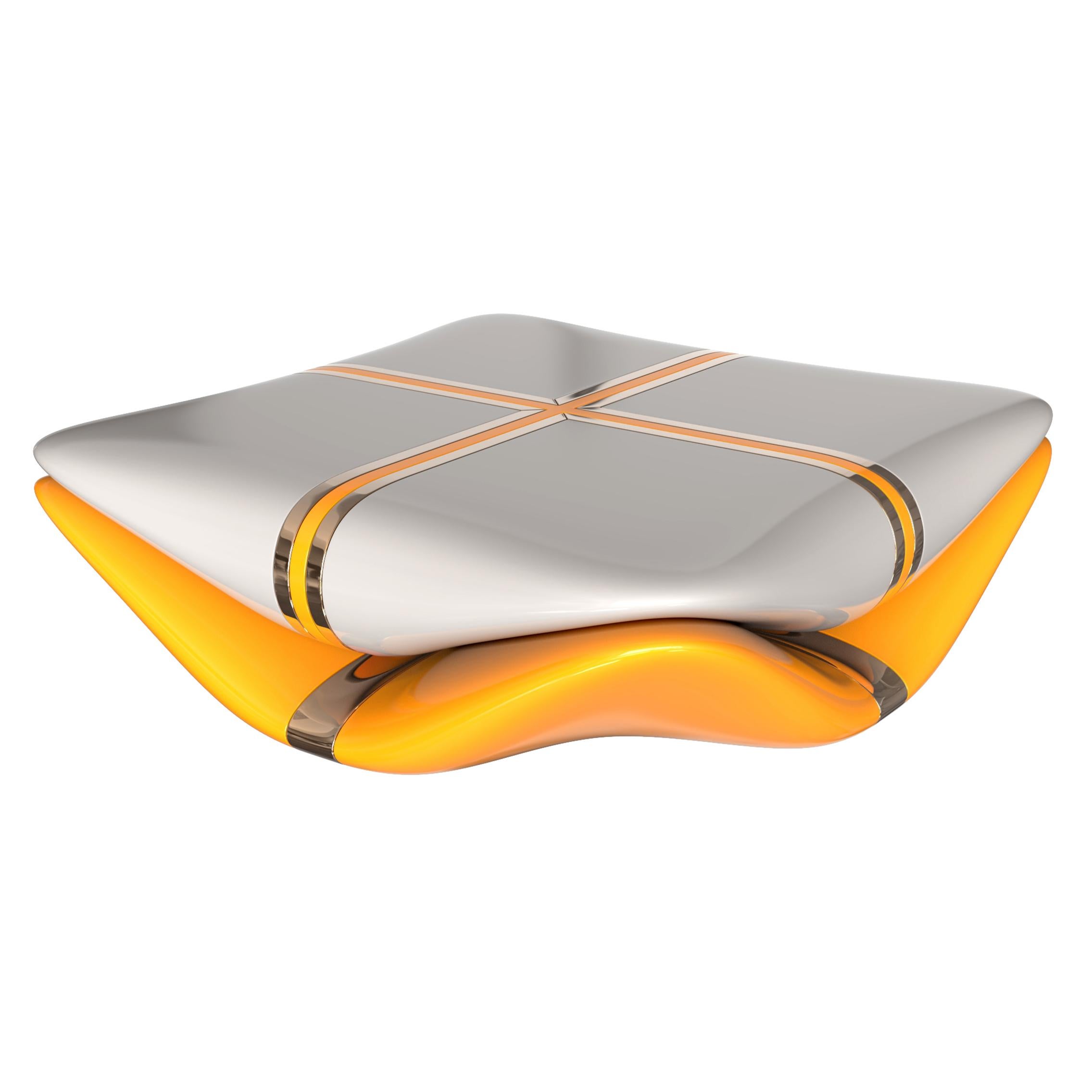 Table basse Candice avec détails en acier inoxydable et bronze, Istanbul en vente 5