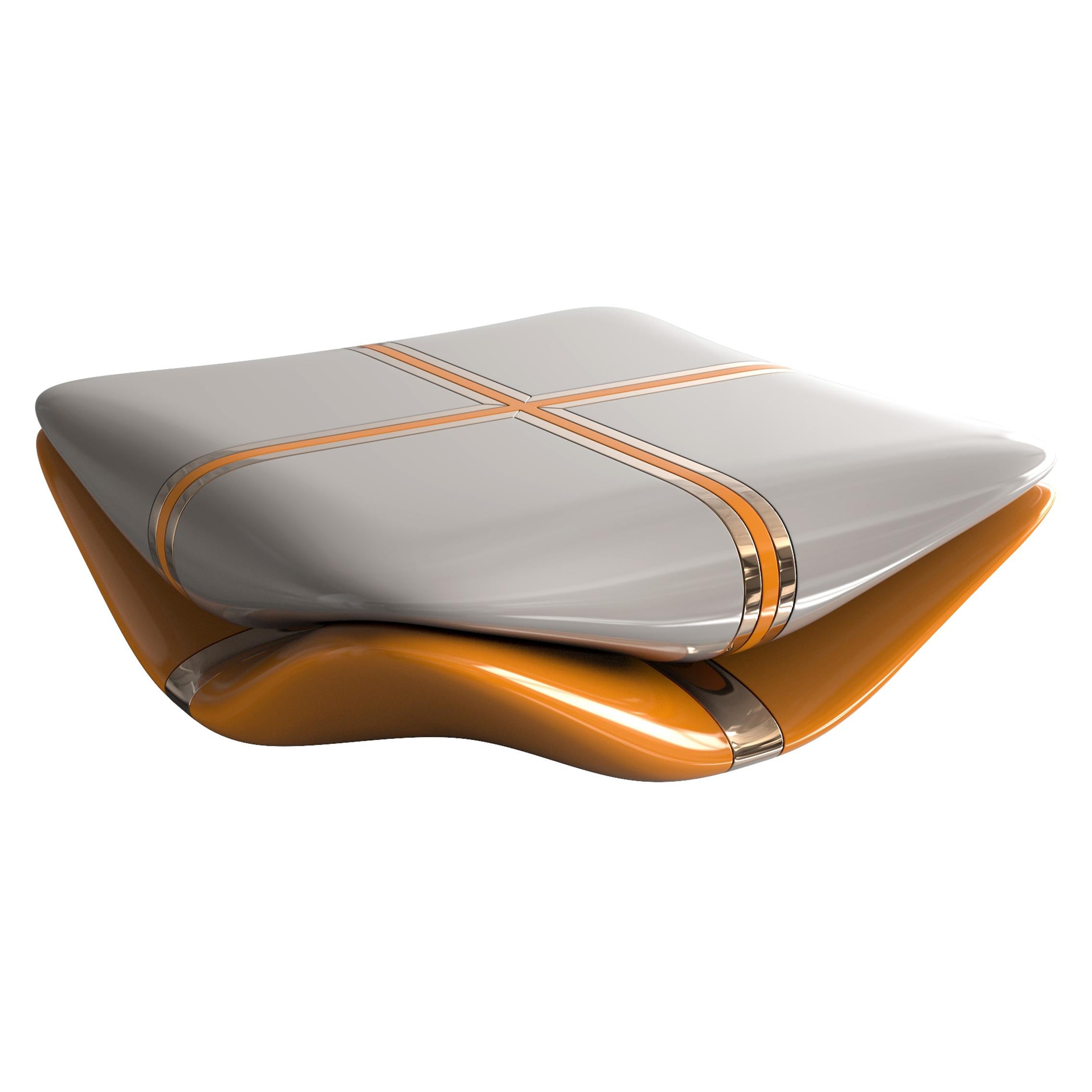 Fait main Table basse Candice avec détails en acier inoxydable et bronze, Istanbul en vente