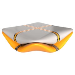 "Candice" Coffee Table with Stainless Steel and Bronze Details, Istanbul
