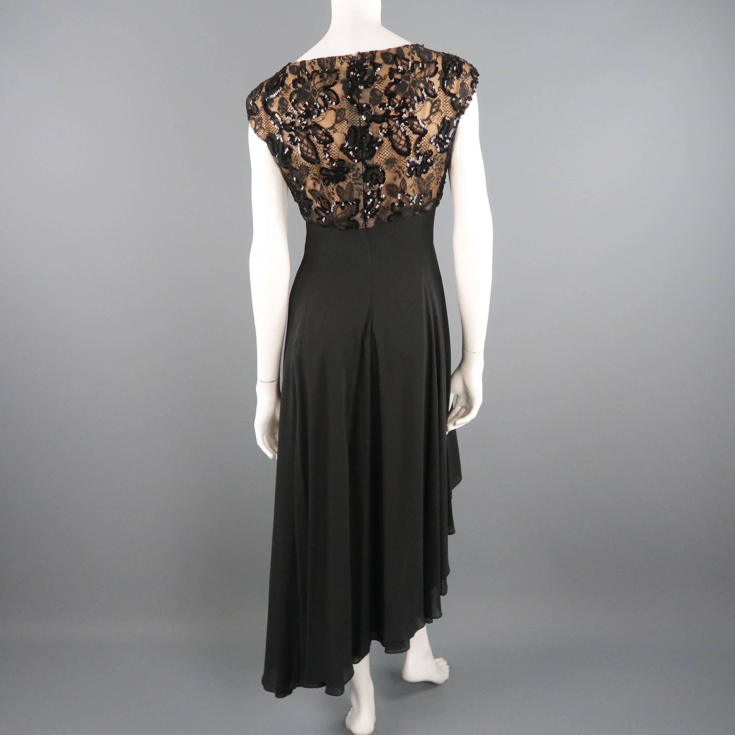 CANDICE FRAIBERGER 4 Black Sequin Lace Top Asymmetrical Skirt Cocktail Dress 1