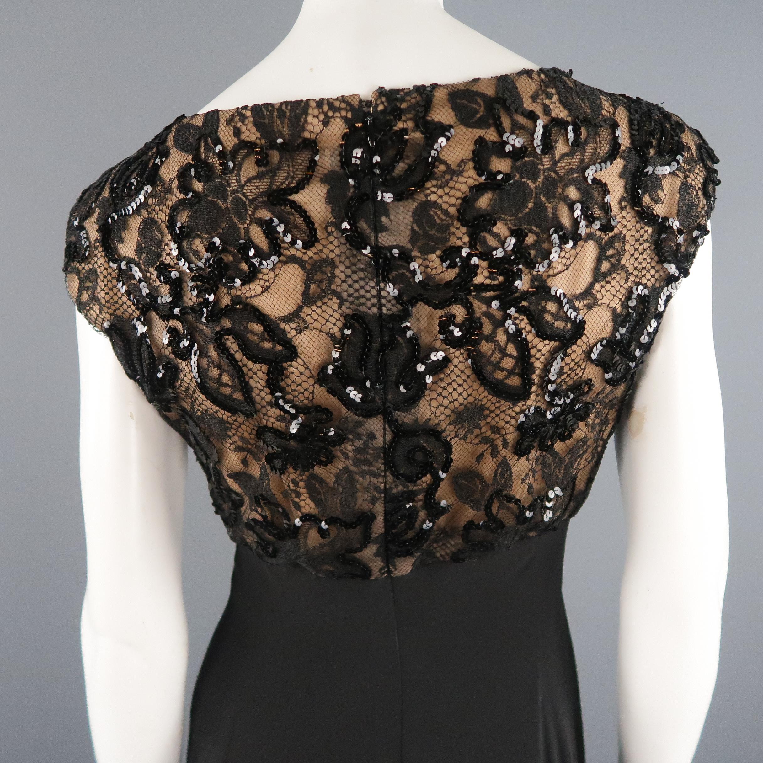 CANDICE FRAIBERGER 4 Black Sequin Lace Top Asymmetrical Skirt Cocktail Dress 2
