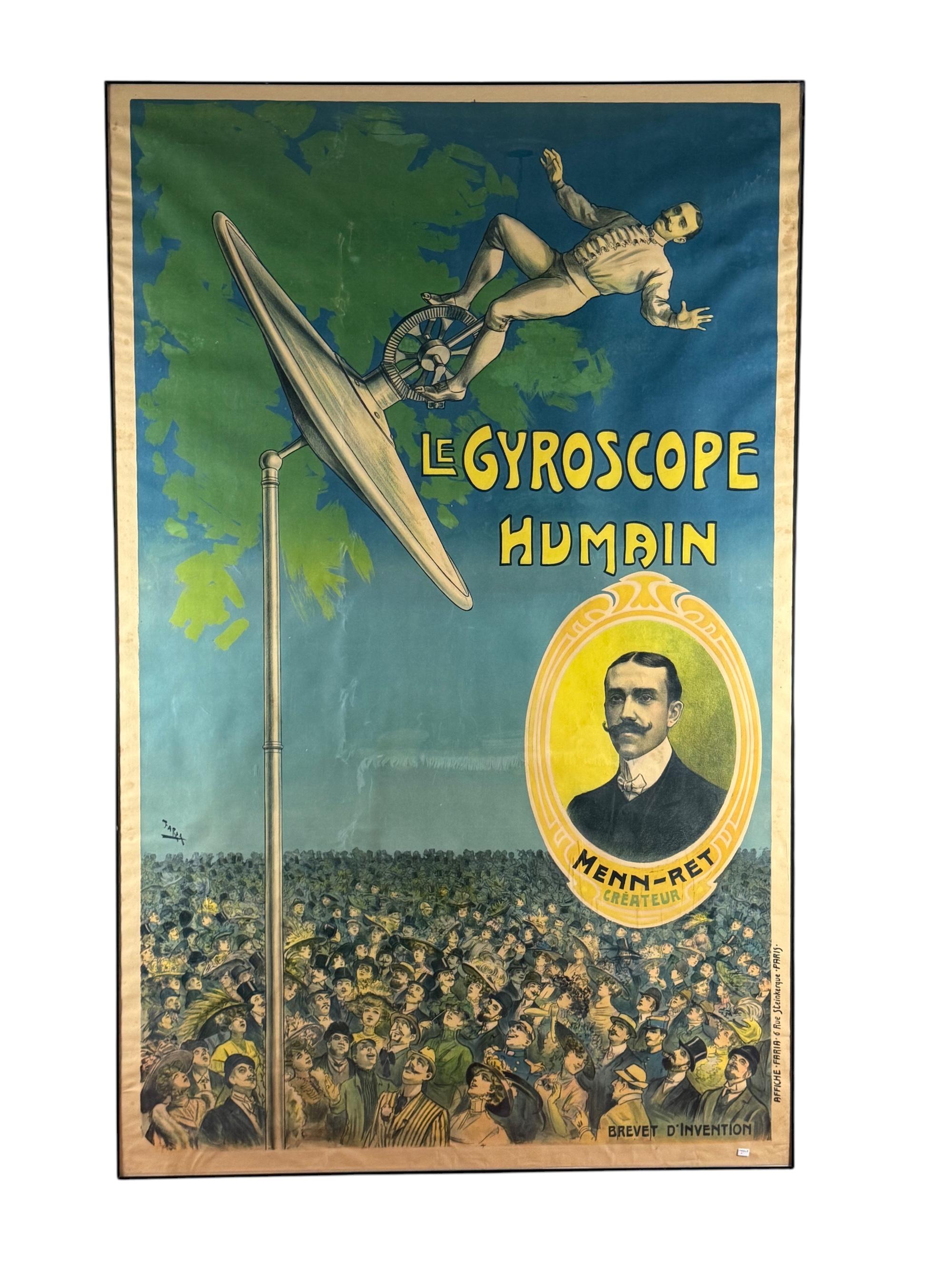 Candido Aragonez de Faria, Le Gyroscope Humain, Original affiche, c. 1910 en venta 5