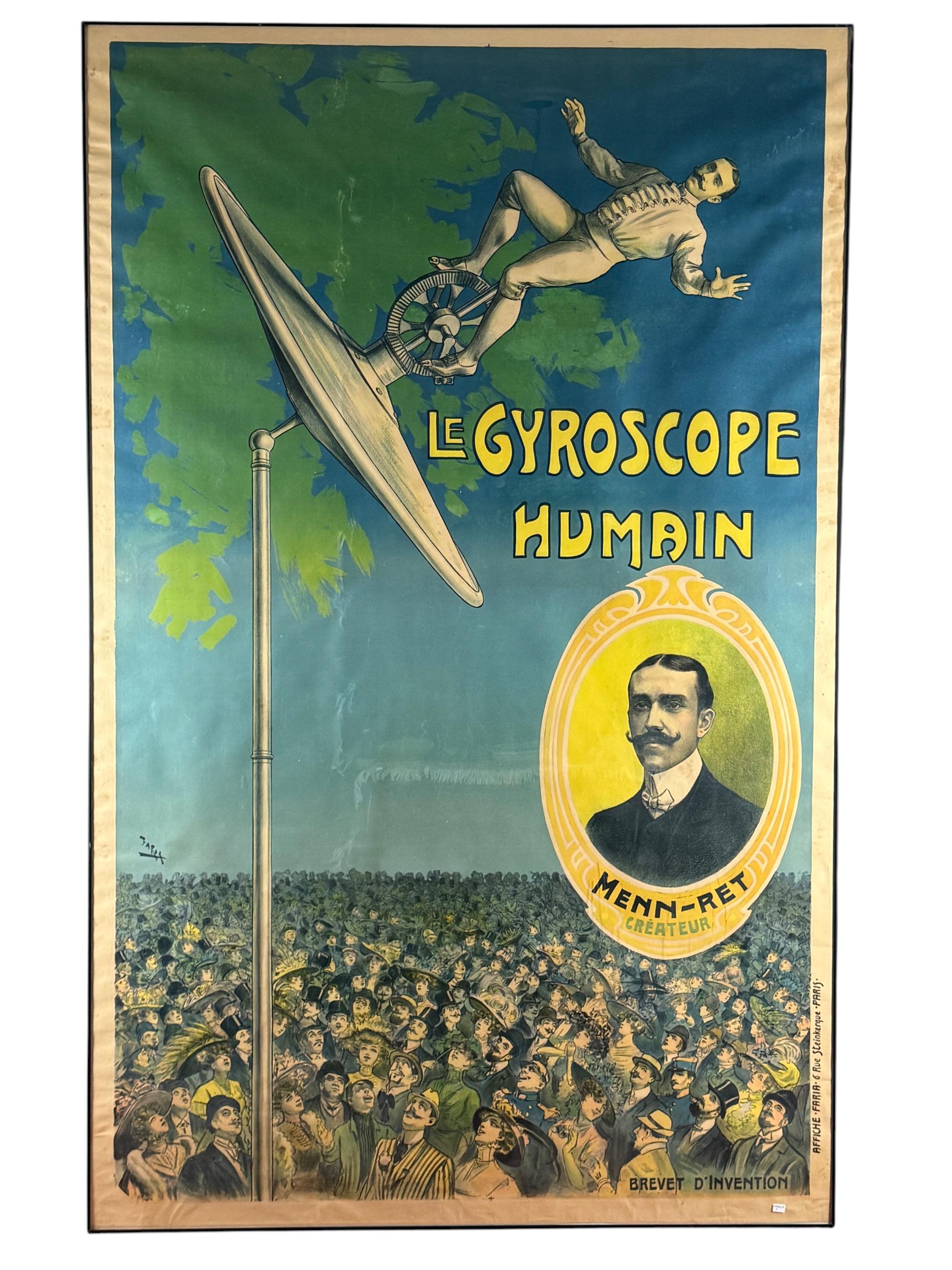Candido Aragonez de Faria, Le Gyroscope Humain, Original affiche, c. 1910 en venta 2
