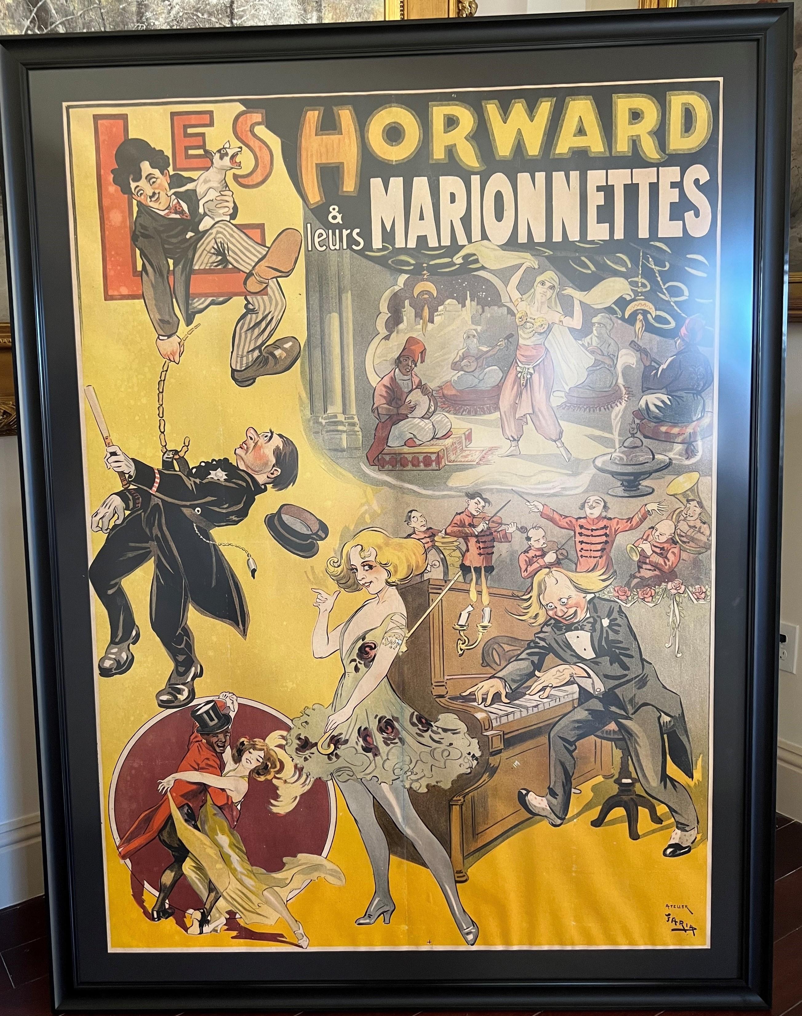 Grande manifesto teatrale francese per Les Howard e leures Marionettes in vendita 1