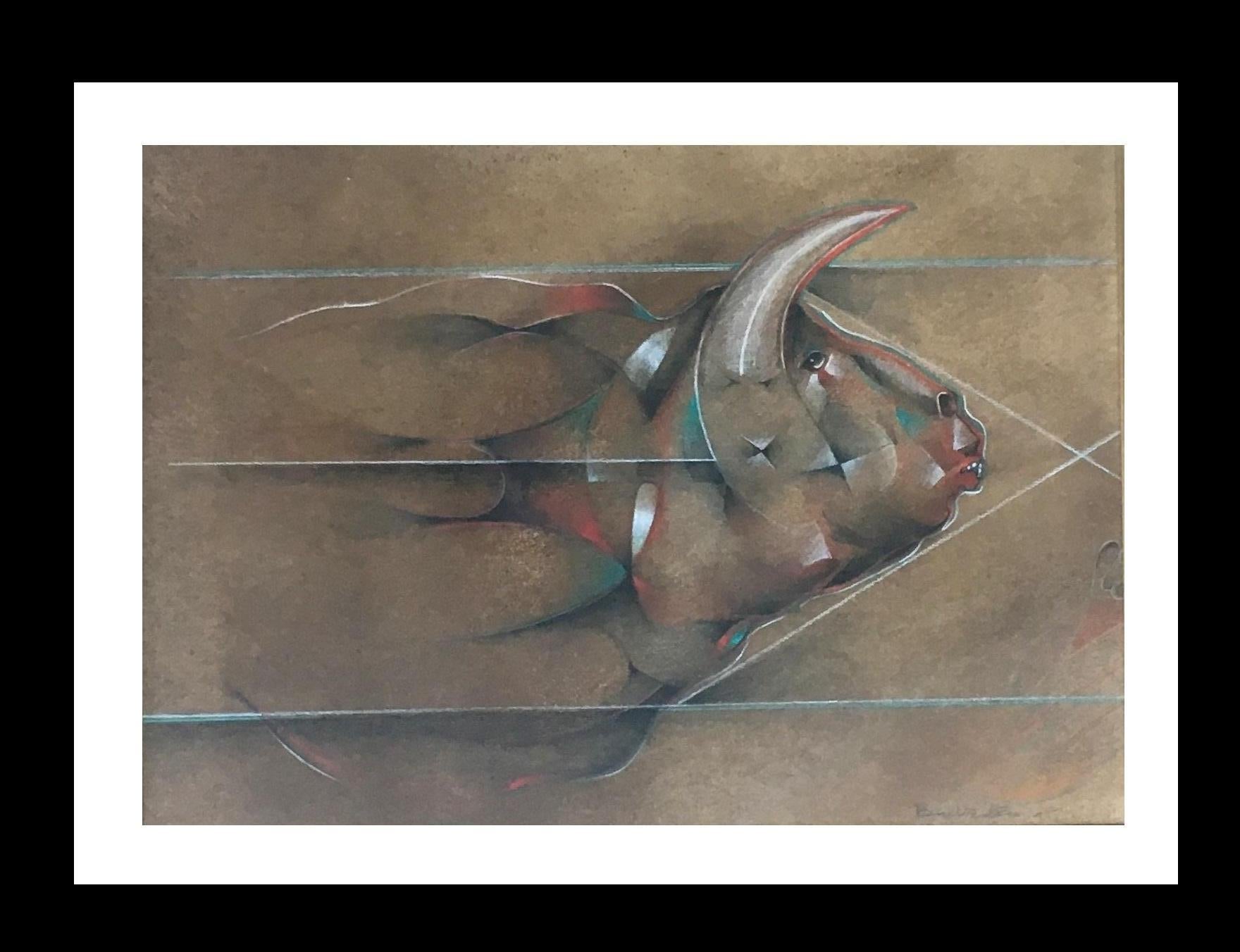 Candido Ballester Sueño originale Magical Surrealism carta a tecnica mista in vendita 1