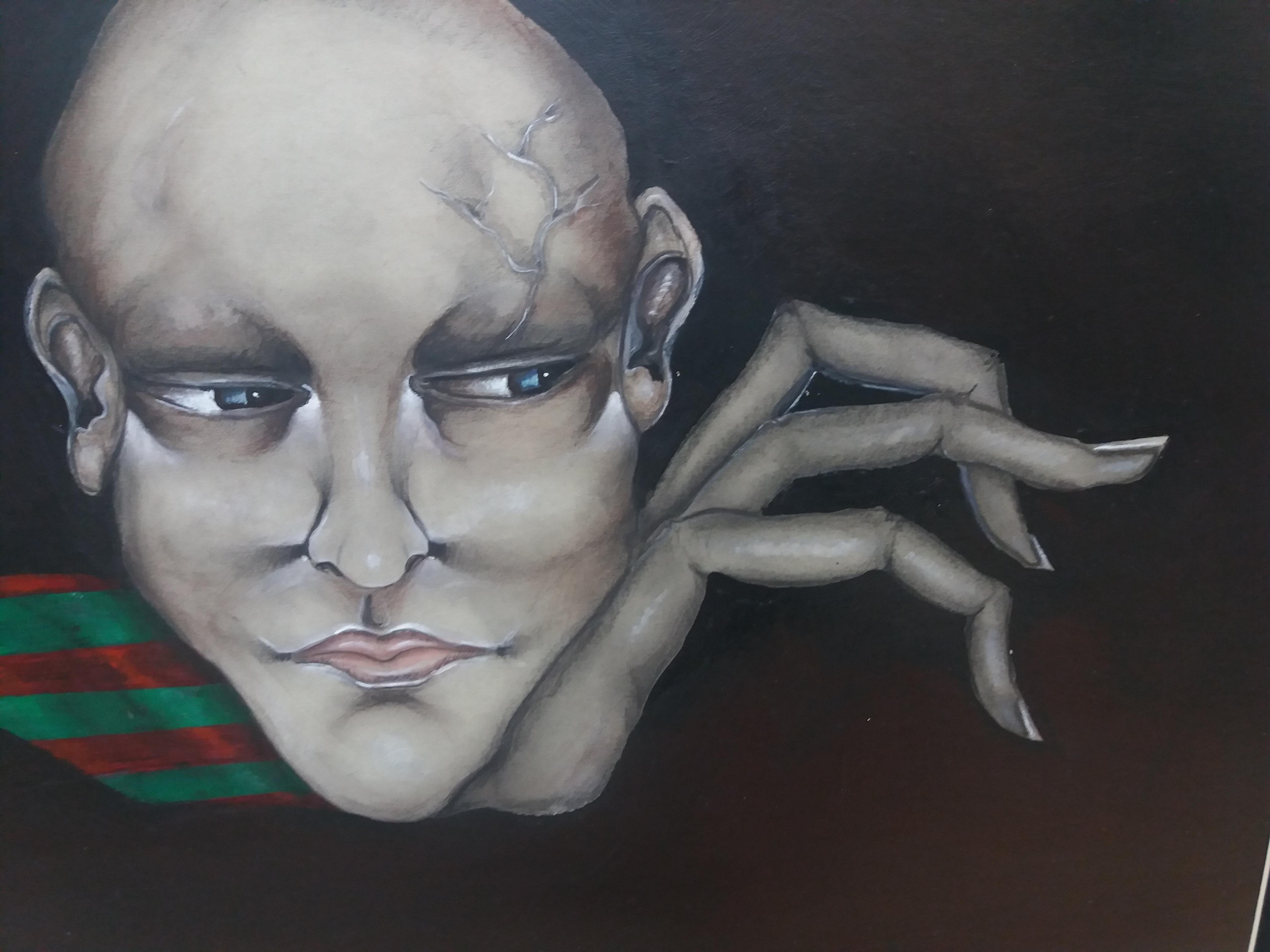 Candido Ballester 12 surreale. nero. faccia. pittura acrilica in vendita 3