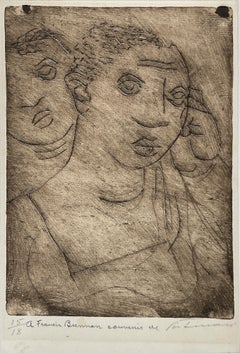 Candido Portinari, puntasecca originale degli anni '40 - Tre donne mulatte
