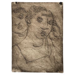 Candido Portinari, Original Drypoint 1940's - Three Mulatto Women