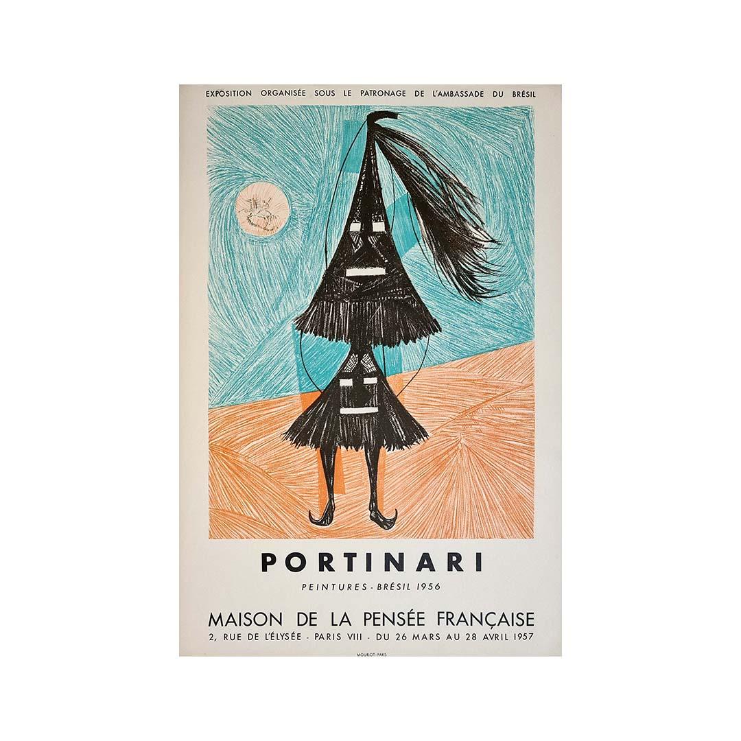 1957 Original Poster of Poritnari at the Maison de la Pensée Française For Sale 1