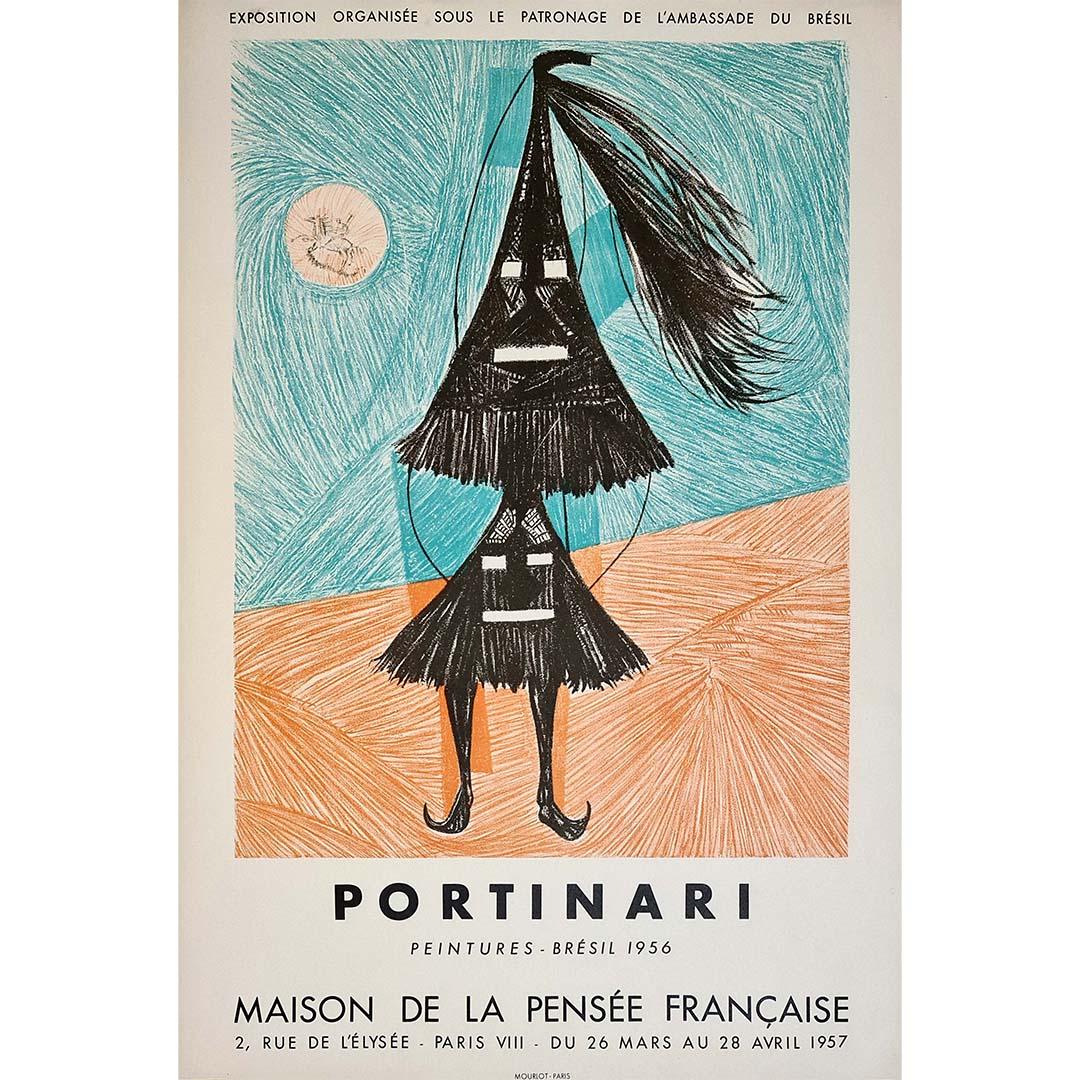 1957 Affiche originale de Poritnari à la Maison de la Pensée Française - Print de Candido Portinari