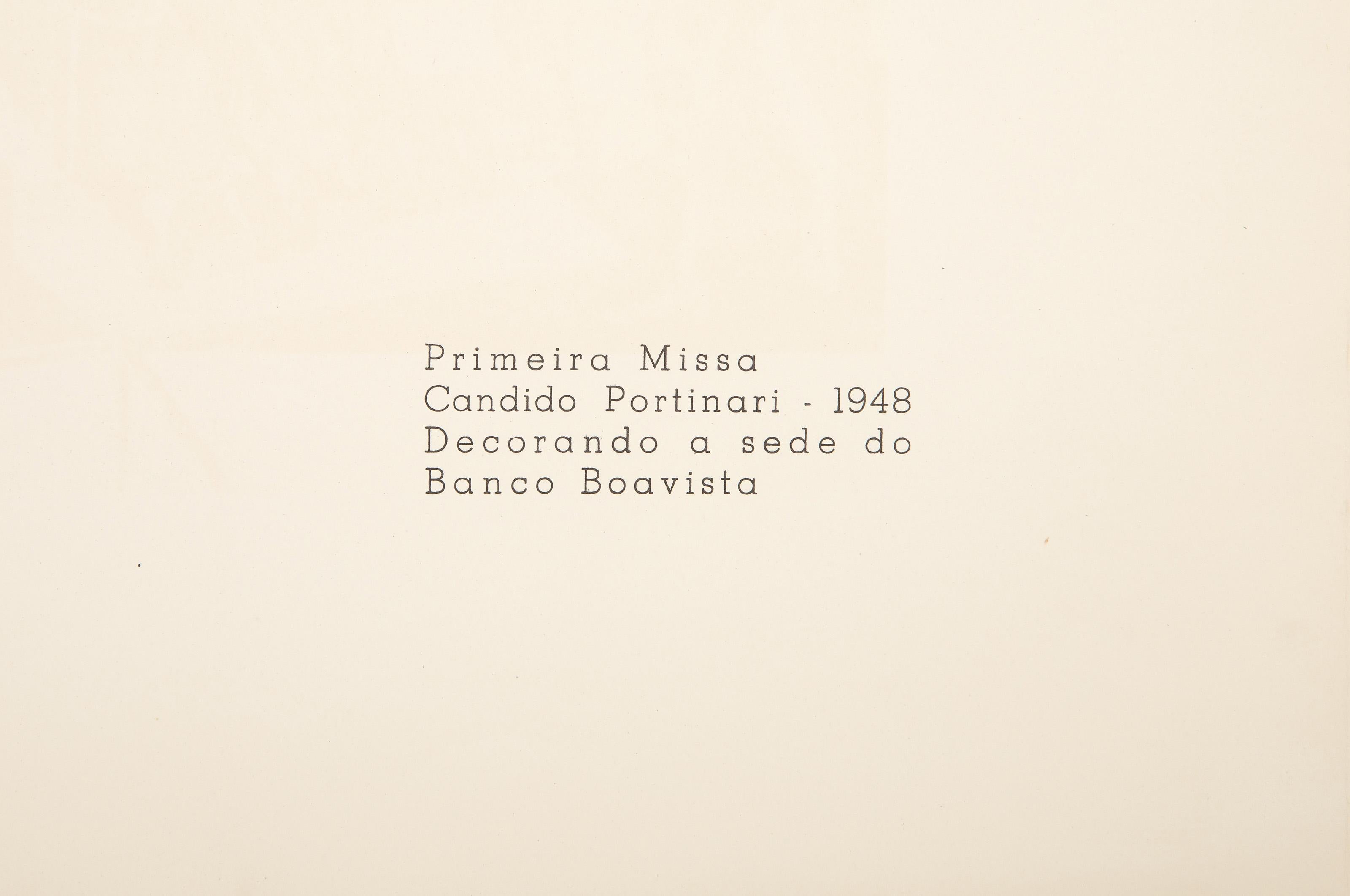 Primeira Missa, Modernes Plakat von Cândido Portinari (Beige), Figurative Print, von Candido Portinari