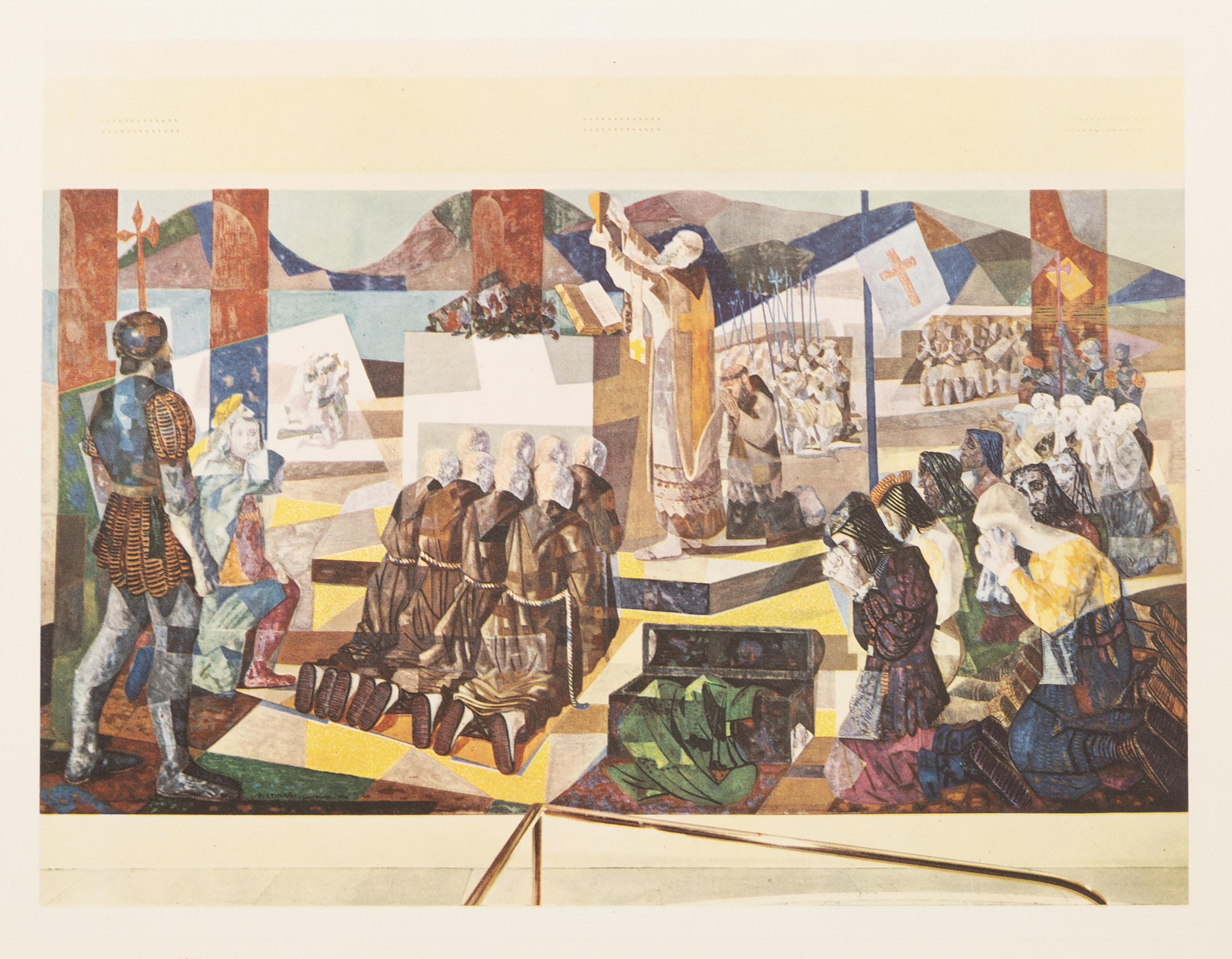 Candido Portinari Figurative Print – Primeira Missa, Modernes Plakat von Cândido Portinari