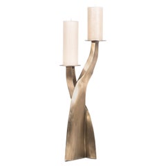 Candle Base "Chital Medium" in Bronze Patina Brass by Patrick Coard, Paris