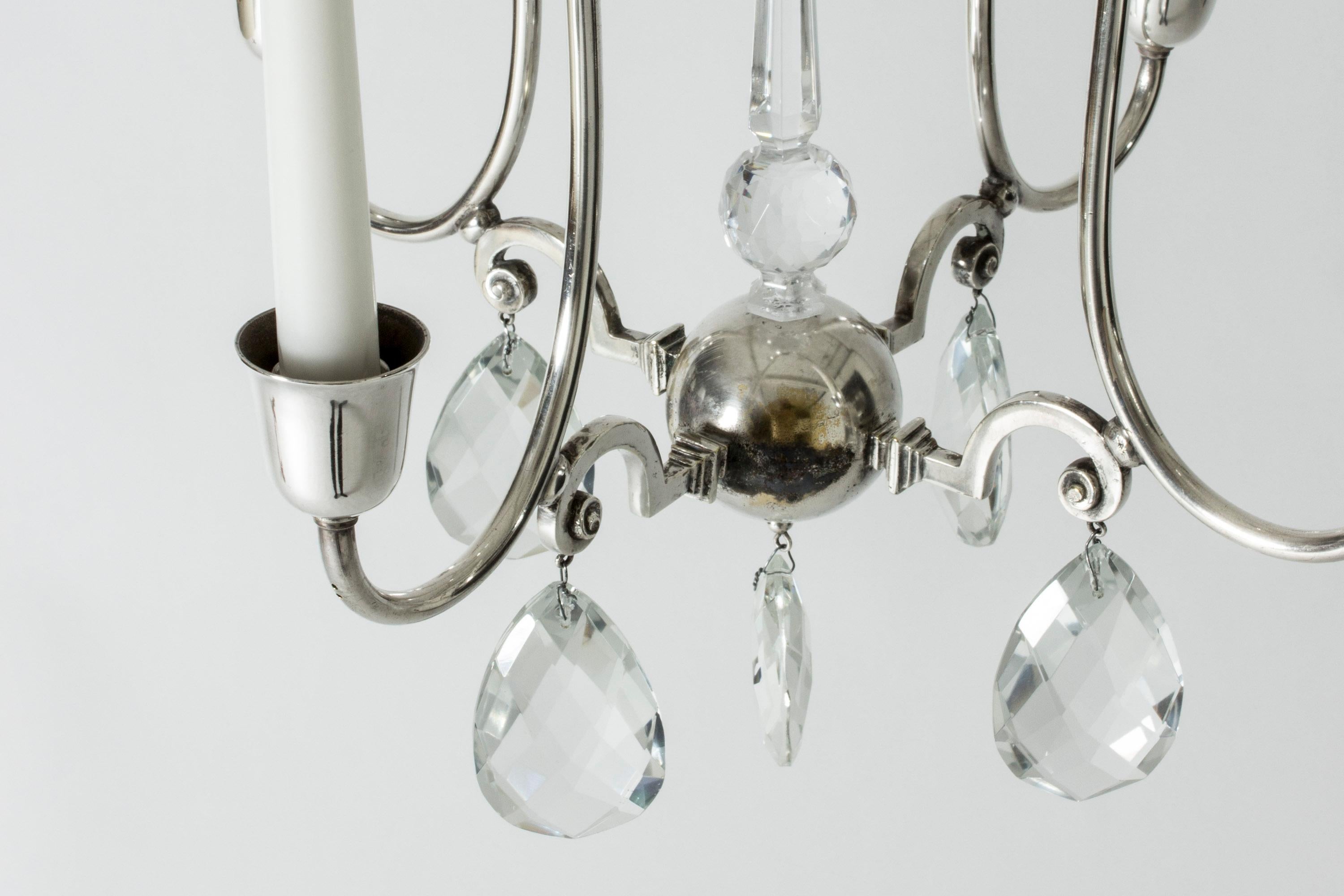 Candle Chandelier by Elis Bergh for C. G. Hallberg, Sweden, 1920s In Good Condition For Sale In Stockholm, SE