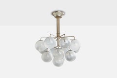 Candle, Chandelier, Nickel, Glass, Italy, 1970