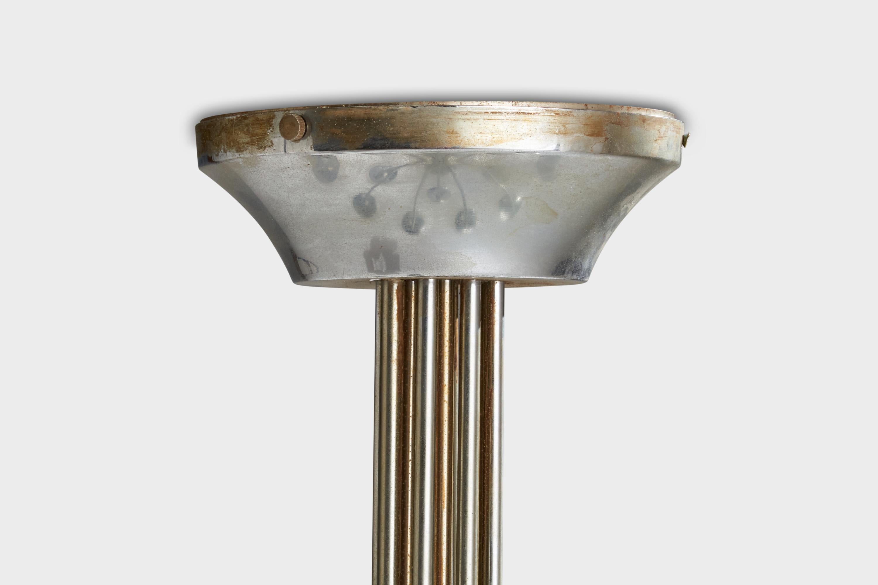 Candle, Chandelier, Nickel, Glass, Italy, 1970 For Sale 4