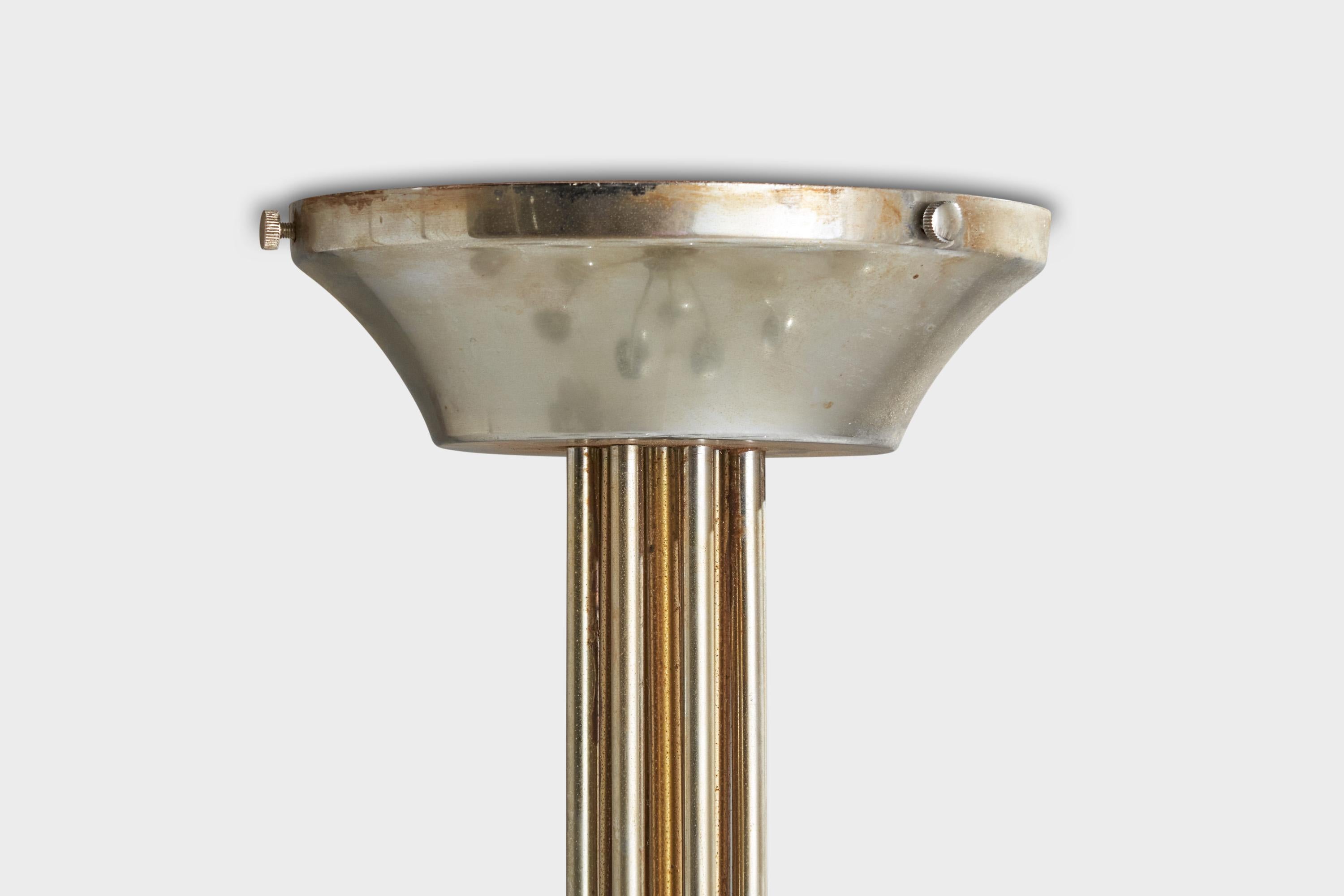 Candle, Chandelier, Nickel, Glass, Italy, 1970 For Sale 4