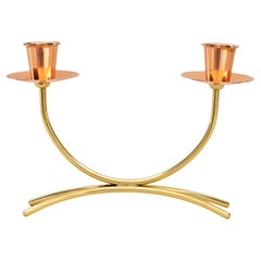 Vintage Candle Holder Brass, Copper Conbination Around 1950s