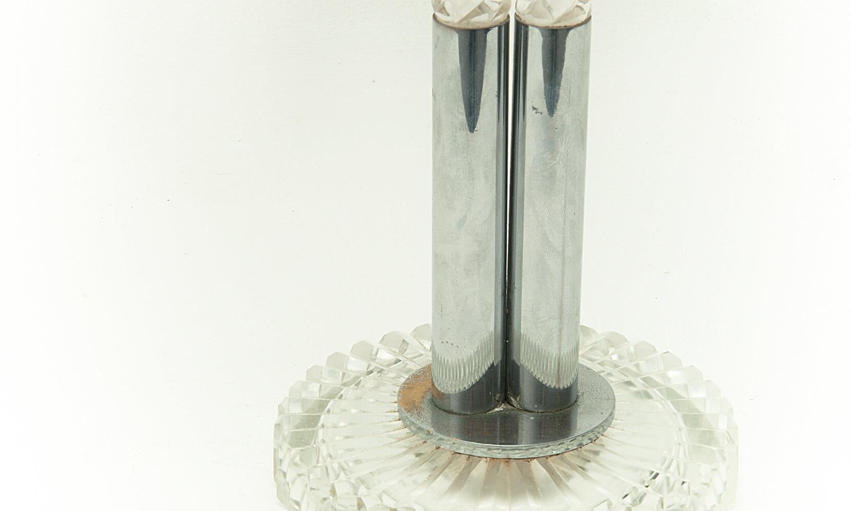 Mid-Century Modern Candleholder by Barovier & Toso, in Glass and Chromed Brass, Italy, 1960