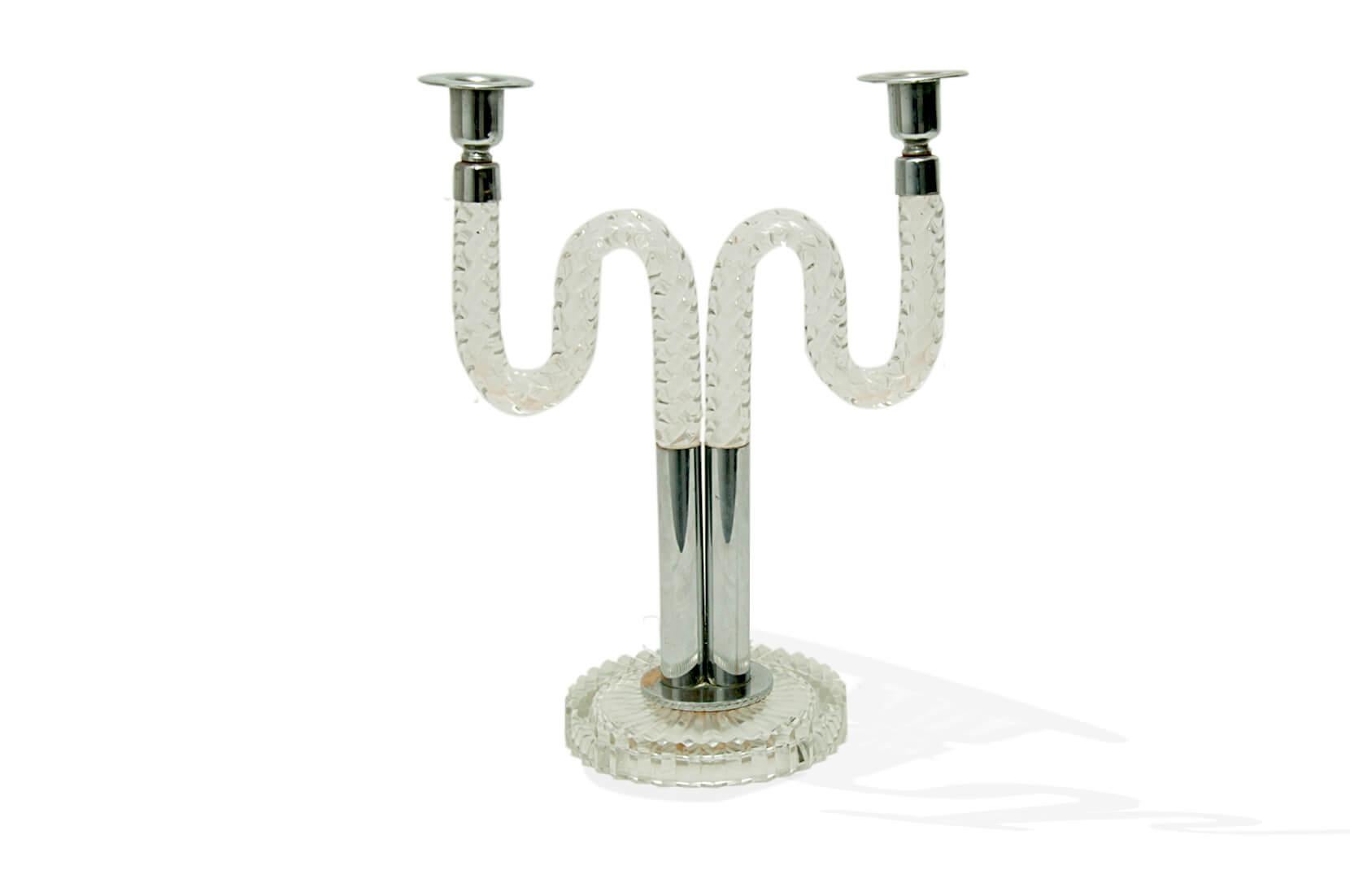 Candleholder by Barovier & Toso, in Glass and Chromed Brass, Italy, 1960 1