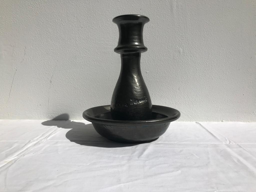 Candleholder by Jean Marais, in ceramic and signed, 1960s.