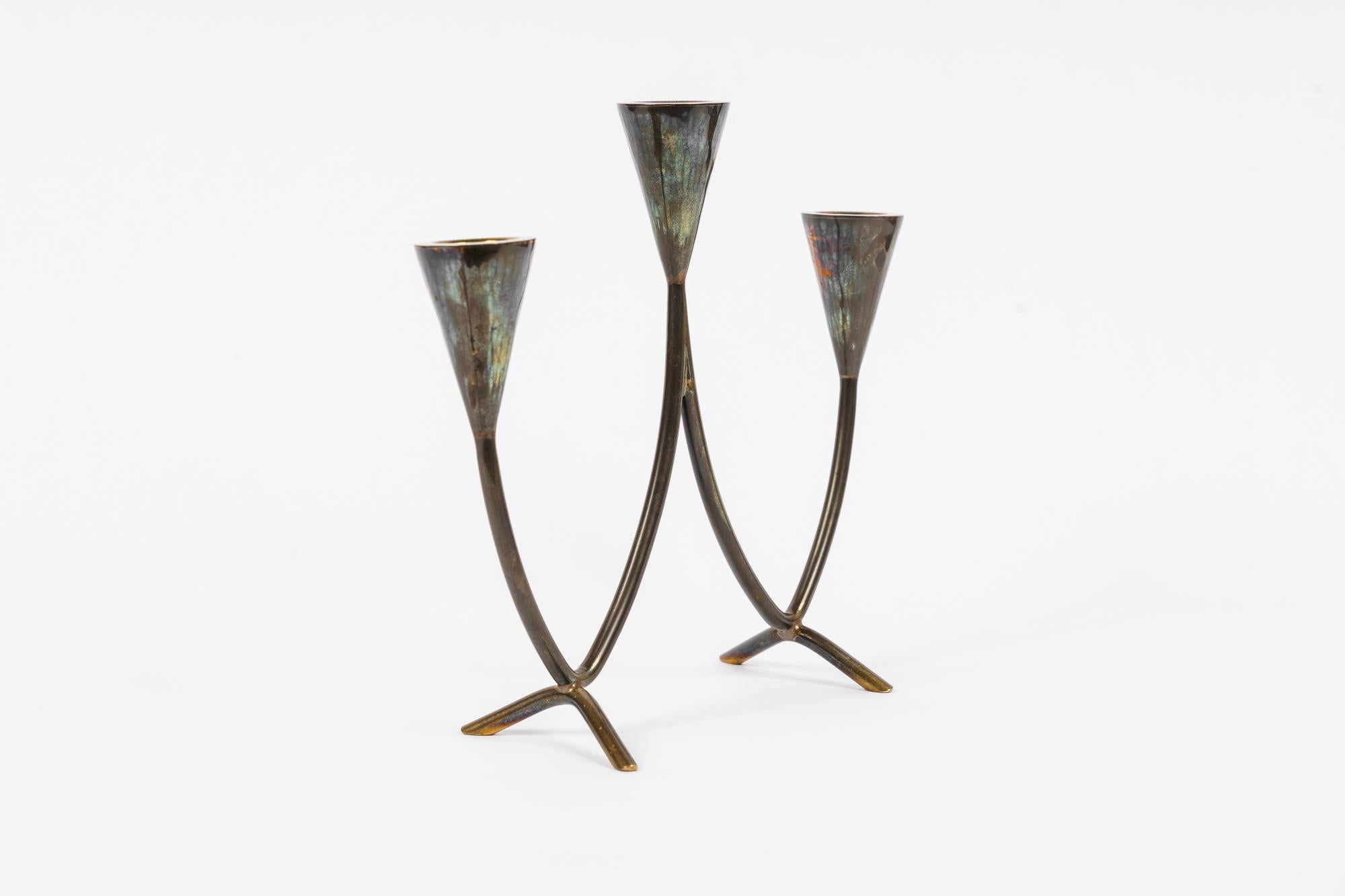 Mid-Century Modern Candle Holder for 3 Candles, Vienna, Around 1950s