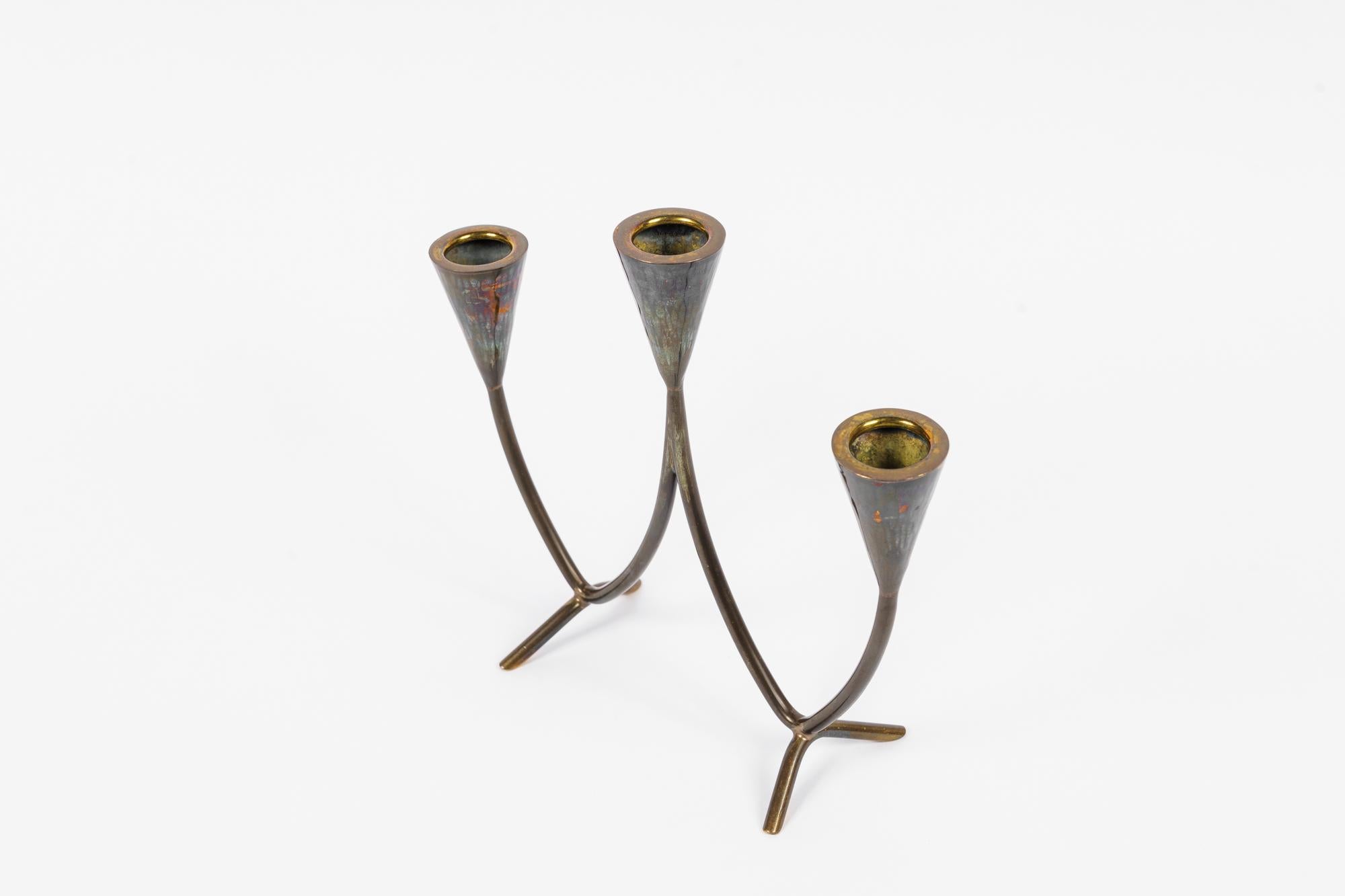 Candle Holder for 3 Candles, Vienna, Around 1950s In Good Condition In Wien, AT