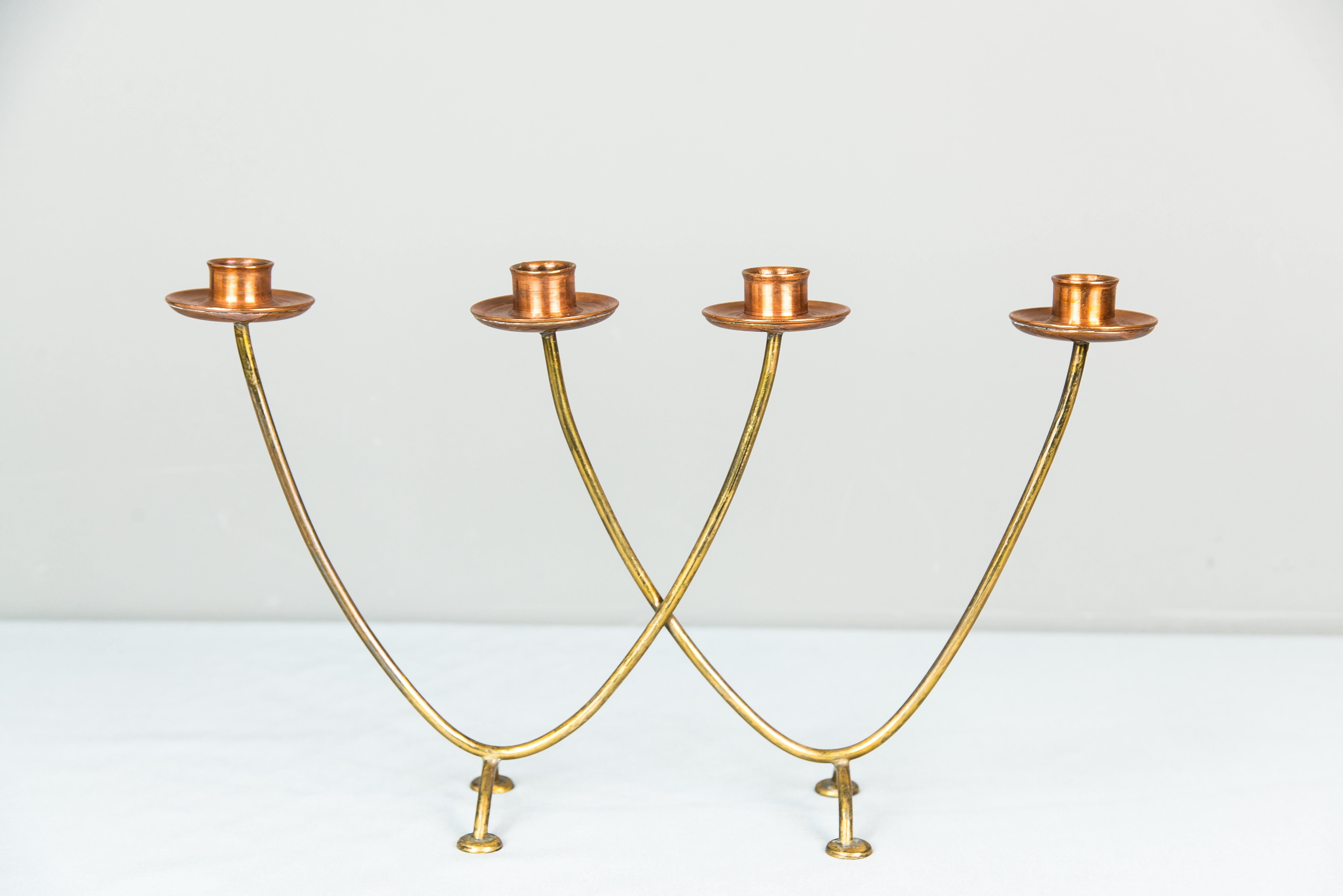 Candleholder for 4 candles execution in copper and brass, circa 1950s
Original condition.