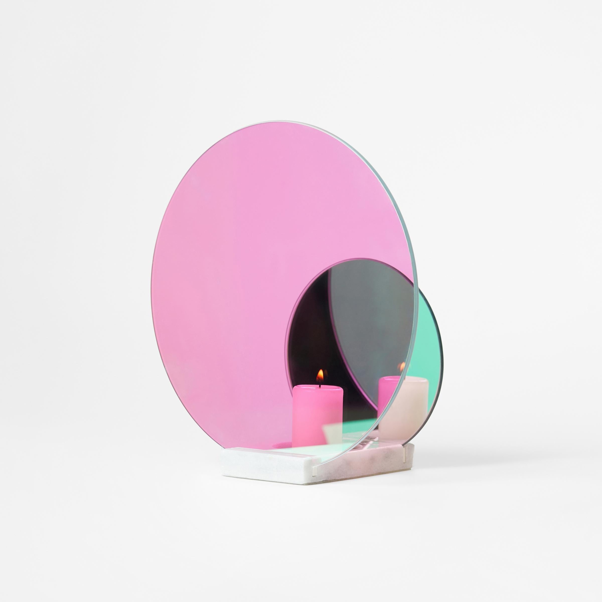 Moderne Porte-bougies fuchsia et marbre en vente