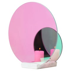 Candle Holder Fuchsia Glass and Marble