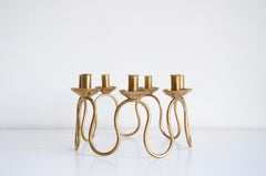 Swedish Modern Candle Holder in Brass by Lars Holmström, 1950s
