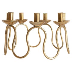 Candle Holder in Brass by Lars Holmström, 1950s