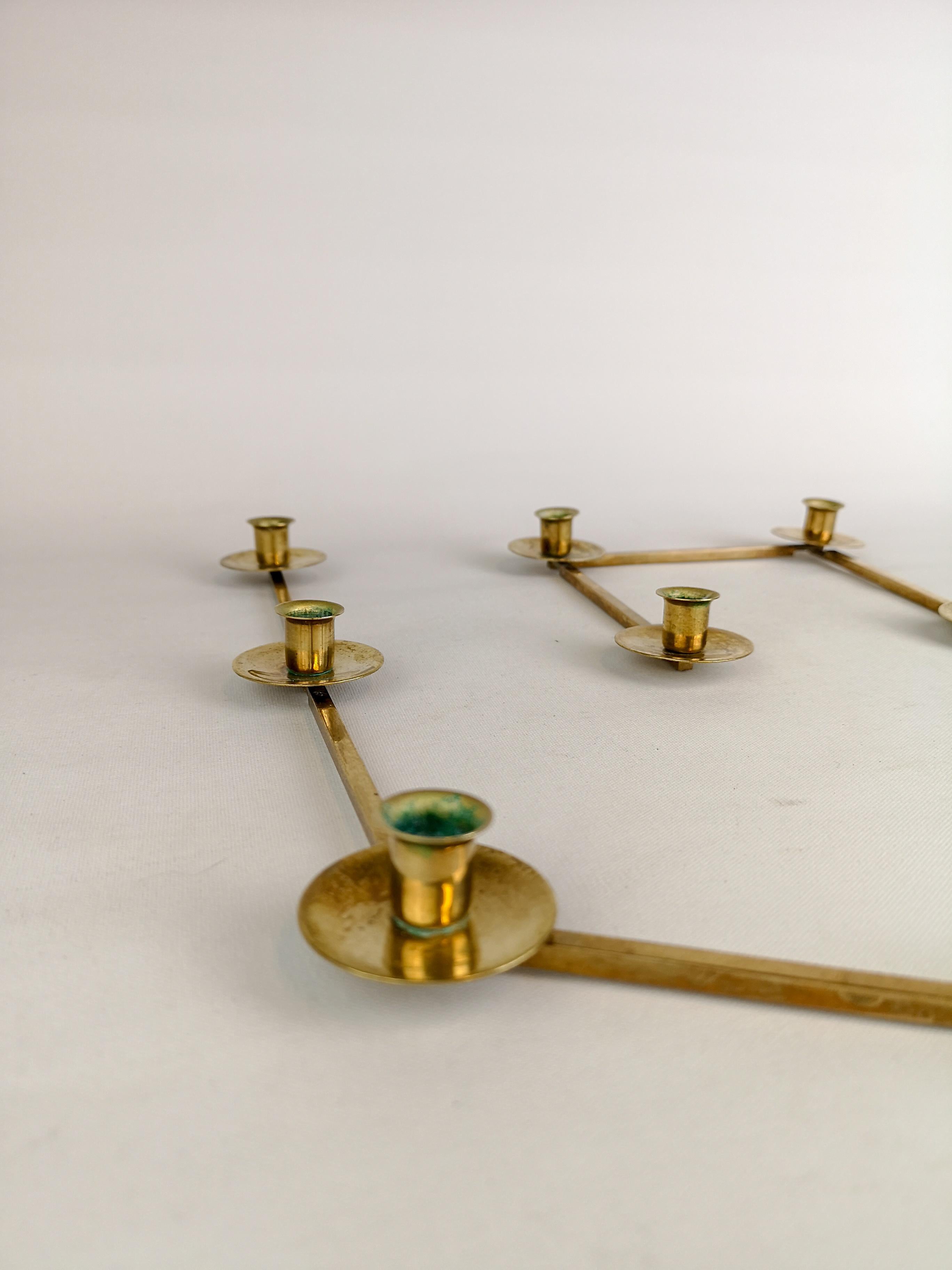 Swedish Midcentury Modern Candleholder in Brass, Margareta Slingan, Sweden, 1950s For Sale
