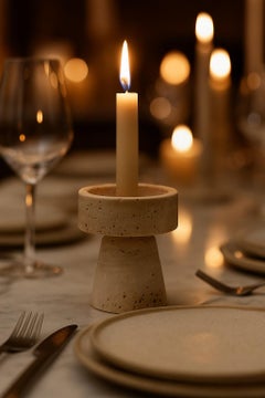 Candle Holder in Travertine