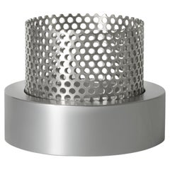Candle Holder "Perform Silver" in CNC Milled Aluminum and Perforated Steel
