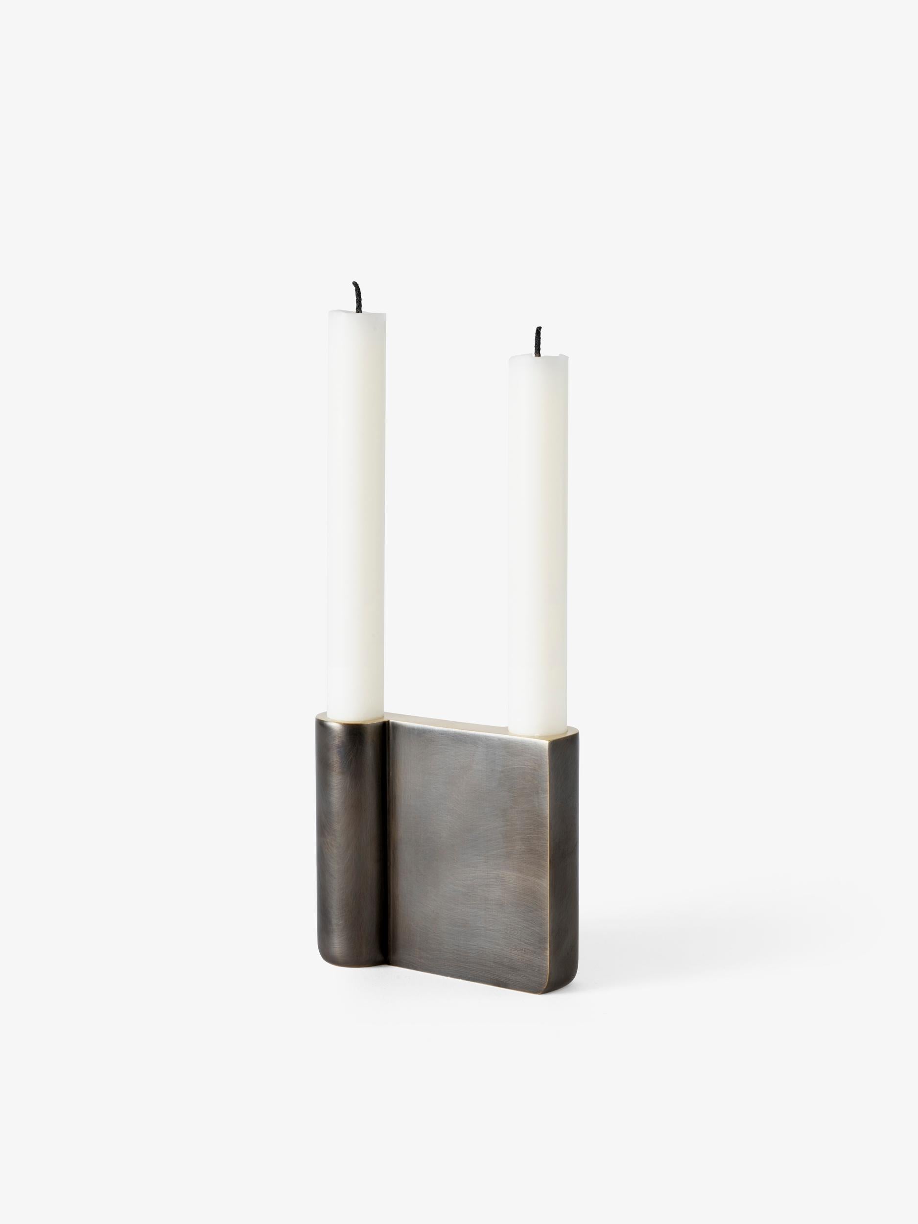 Scandinavian Modern Candle Holder SC39, H10 in Bronzed Brass by Space Copenhagen for &Tradition For Sale