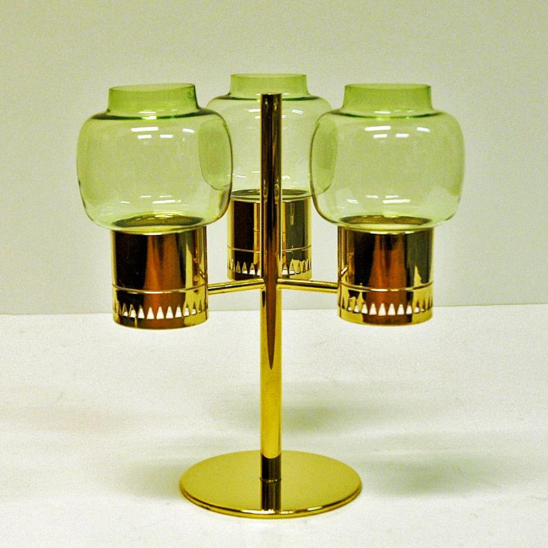 Scandinavian Modern Candleholder Set L67 Clear Lightgreen by Hans-Agne Jacobsson, 1950s, Sweden
