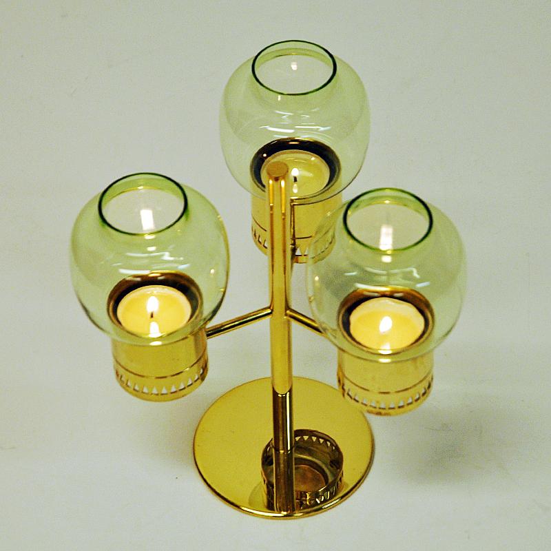 Swedish Candleholder Set L67 Clear Lightgreen by Hans-Agne Jacobsson, 1950s, Sweden