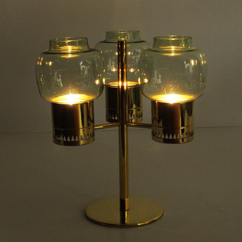 Candleholder Set L67 Clear Lightgreen by Hans-Agne Jacobsson, 1950s, Sweden In Good Condition In Stockholm, SE